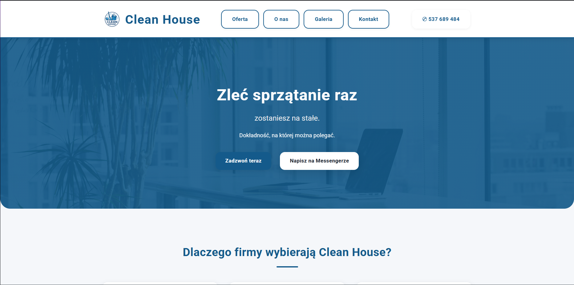 CleanHouse - strona firmy sprzątającej B2B